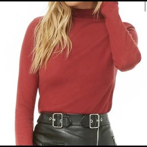 Forever 21 Mock Neck Long Sleeve XL Red